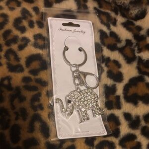Elephant Rhinestone Keychain - Silver Sparkle